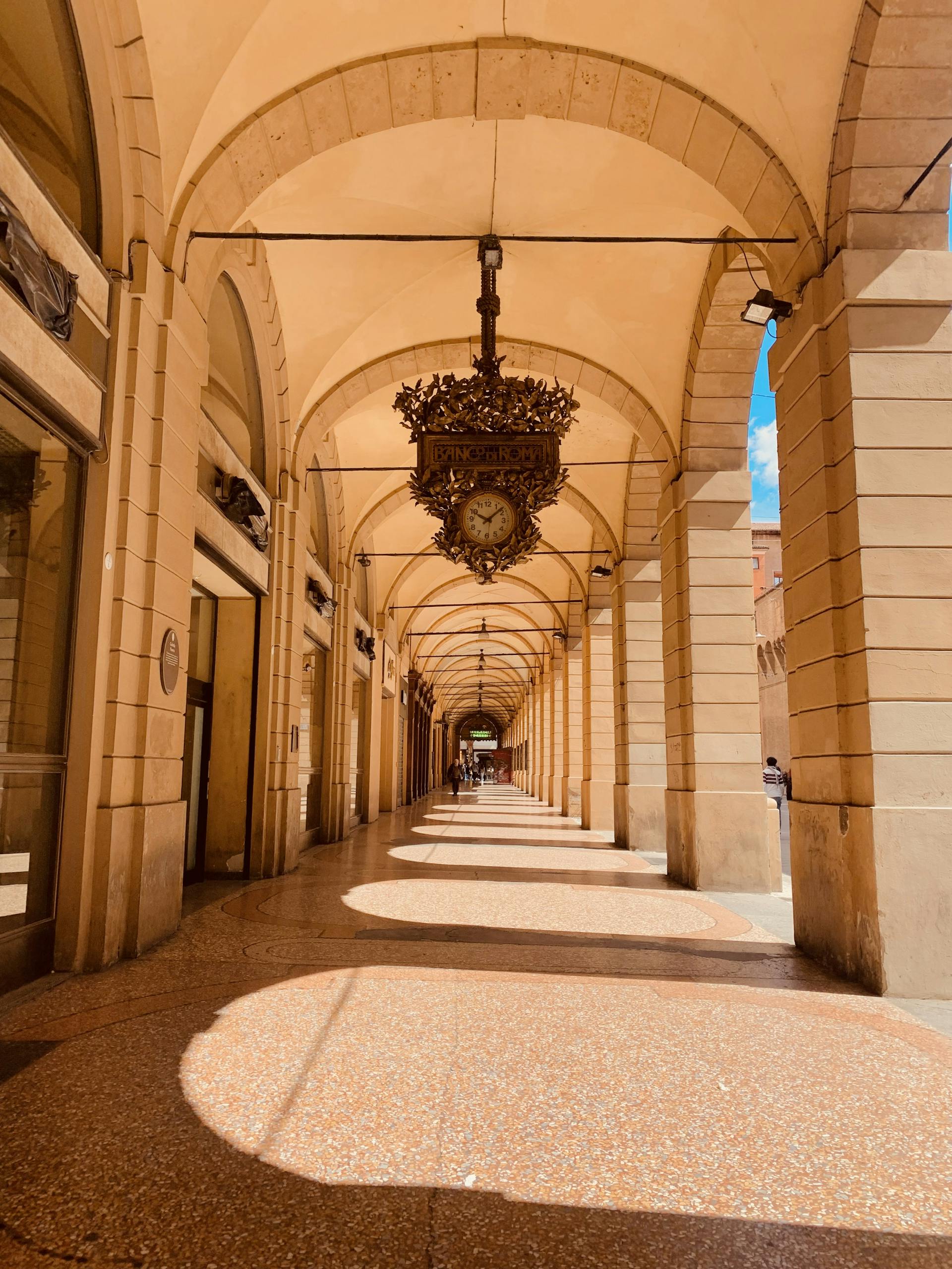 A Large Clock of Banco di Roma Arcade, Bologna, Emilia-Romagna, Italy